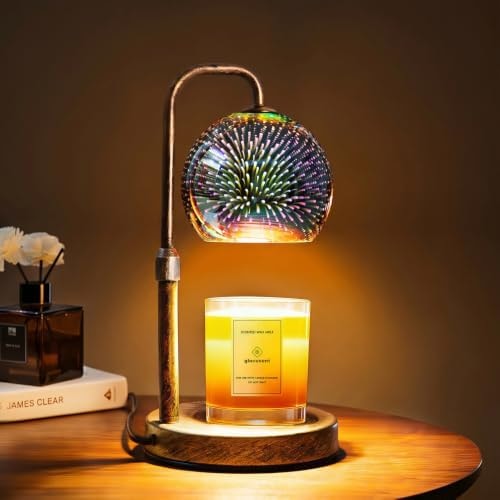 Glocusent Candle Warmer Lamp with Timer, Dimmable, Adjustable Retro 2 Bulbs