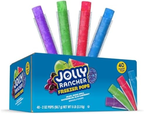 Jolly Rancher Freezer Pops Variety Pack, Fruit Flavored Ice Pops, 40 Count