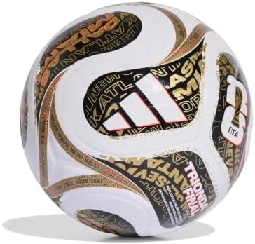 adidas Unisex-Adult World Cup League Finals Ball, White/Black/Gold Metallic, 4