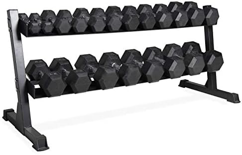 CAP 550lb Hex Dumbbell Set with 2-Tier Storage Rack, Chrome Grip