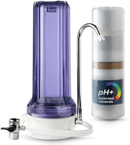 iSpring CT10-CL 7-Stage Countertop Water Filter System, pH-Balanced, Reduces Heavy Metals, VOCs, Chloramines, Lead, Bad Odor, and Chlorine, Up to 12 Months, 2.5" x 10", Clear (Filter Included)