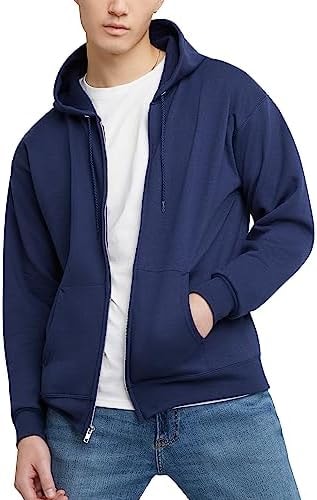 Hanes Men's Full-Zip Eco-Smart Hoodie, Navy, X-Large