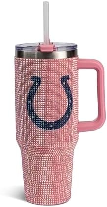 The Memory Company Officially Licensed 40oz Pink Bling Game Day Tumbler, Indianapolis Colts