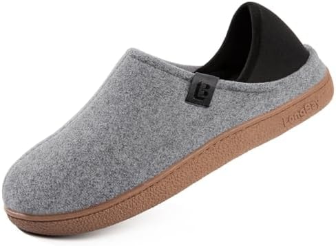 LongBay Mens Slippers with Removable Insole Gifts House Shoes Grey, 10