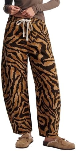 GRAPENT Jeans for Women Trendy Work Jeans Zebra Print Baggy Barrel Pants