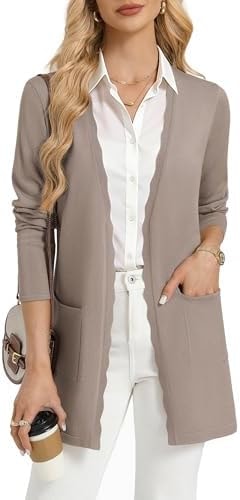 GRACE KARIN Cardigan for Women Lightweight Long Sweaters Fall Fashion Taupe