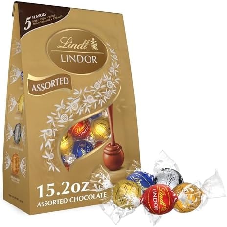 Lindt LINDOR Assorted Chocolate Candy Truffles, 15.2 oz. Bag
