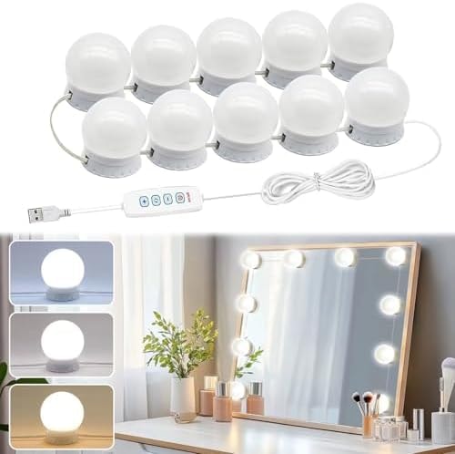Pretmess LED Vanity Lights for Mirror, Hollywood Style, 10 Dimmable Bulbs