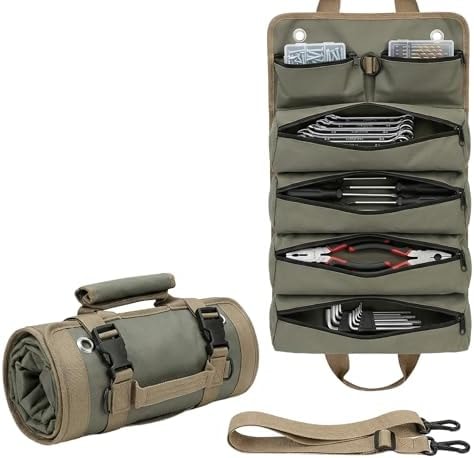 Yobobo Roll Up Tool Bag, 6-Pocket Tool Organizer for Garage & Workshop