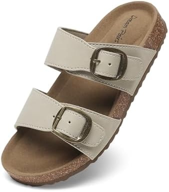 DREAM PAIRS Kids Adjustable Strap Non Slip Sandals,Beige,9 Toddler