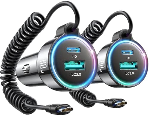 FLYLEAD 2-Pack 60W Fast USB C Car Charger, PD&QC3.0 for iPhone 17/16Pro Max