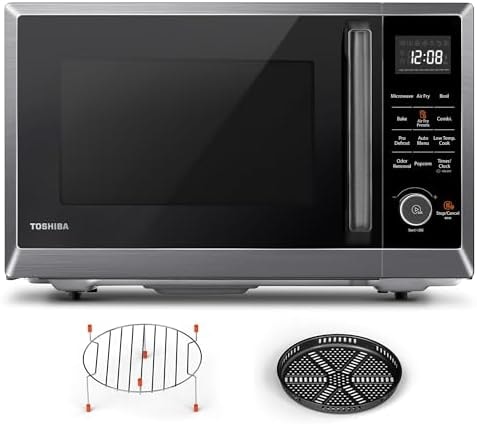 TOSHIBA Air Fryer Combo Microwave, 1.0 Cu.Ft, Black Stainless Steel