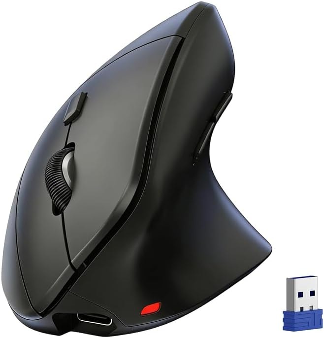 TECKNET Wireless Vertical Mouse, 2.4G+2*BT Rechargeable Bluetooth Mice
