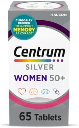 Centrum Silver Women's Multivitamin for Women 50 Plus, Multivitamin/Multimineral Supplement with Vitamin D3, B Vitamins, Non-GMO Ingredients, Supports memory and cognition in older adults - 65 Ct