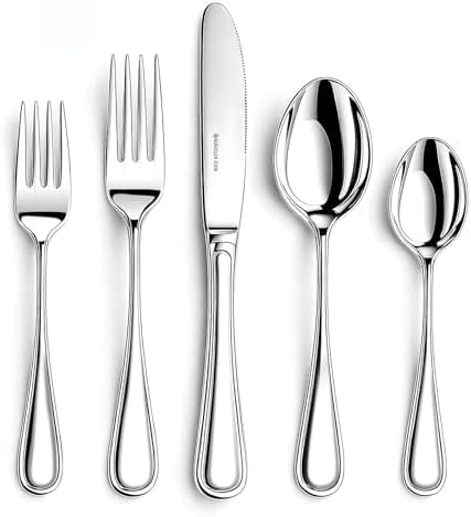 NICE KITCHEN Silverware Set for 8,40 Piece Heavy Duty Stainless Steel Flatware Set - Mirror Polished Cutlery Set,Dishwasher Safe Utensil Set with Knives Forks Spoons,Luster Series