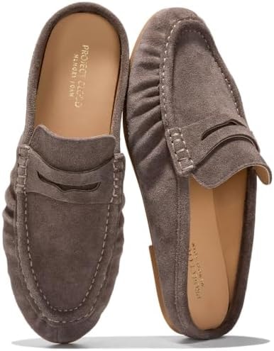 Project Cloud 100% Genuine Leather Penny Loafers for Women Mule