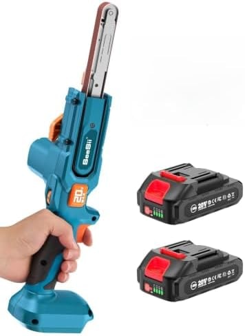 SEESII 1/2"x18" Mini Cordless Belt Sander 6-Speed 1700FT/Min 2×2Ah Battery