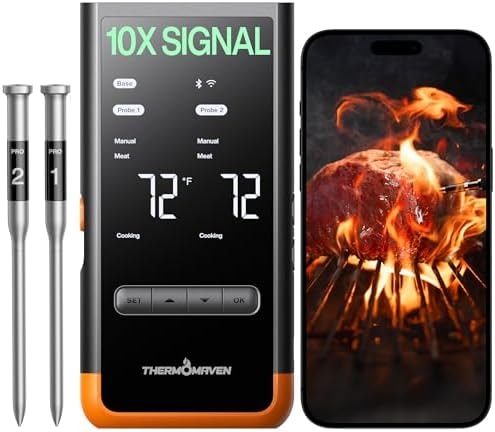 ThermoMaven Sub-1G Wireless Meat Thermometer, 2 Probes WiFi Thermometer