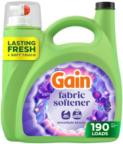 Gain, Liquid Laundry Fabric Softener, Laundry Conditioner, Long Lasting Scent, Softens, Freshness, Helps with Static & Wrinkles, Moonlight Breeze Scent, 140 fl oz (Packaging May Vary)