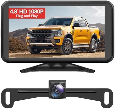 AUTO-VOX Backup Camera for Truck Plug and Play, 4.8" 1080P Monitor