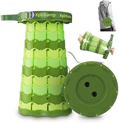 Folding Collapsible Stool Chair Portable Camp Seat for Adults 400LBS, Green