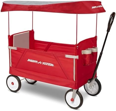 Radio Flyer 3-in-1 EZ Fold Wagon with Canopy, for Kids 1.5+, UV Shade