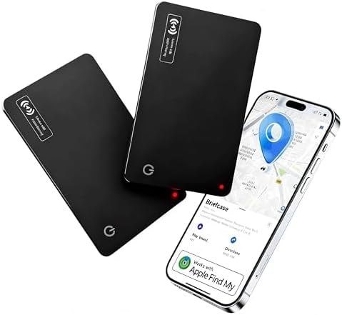 Lmrbelec Wallet Tracker Card Work with Apple Find My, Ultra-Slim Rechargeable Tracking Card Credit Card Tracker for Wallet, Luggage, Passport (for iOS, 2 Pack)