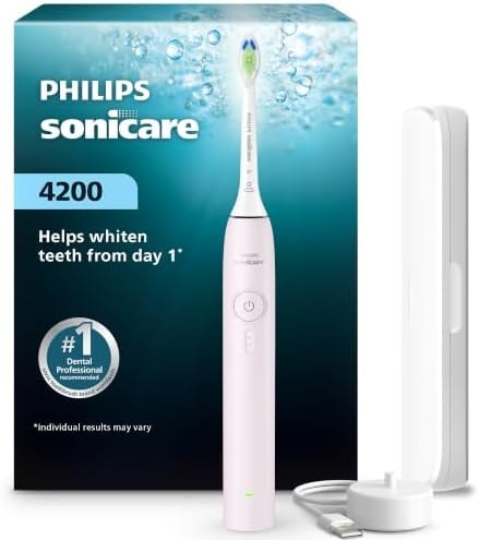 Philips Sonicare 4200 Rechargeable Electric Toothbrush, 1 Brush Head, Pink
