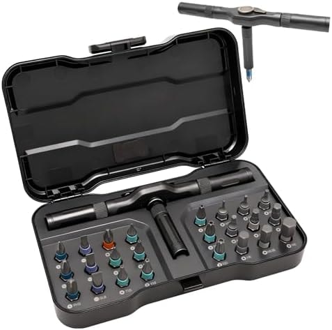 OSTTE 24 in 1 Magnetic Ratchet Screwdriver Set with S2 Steel Bits – Precision Tool Kit for Electronics, Bicycle, Furniture & Home DIY – Includes Ratchet Handle and Storage Case, Gifts for Men