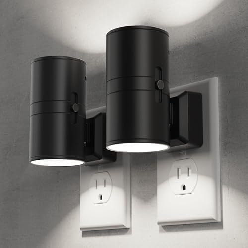 Briignite Night Lights Plug into Wall, Modern LED Night Light Plug in, Dusk to Dawn Sensor, 5000K Daylight, 0-100LM Adjustable Brightness, Dimmable NightLight for Hallway, Bedroom, Stairway, 2 Pack