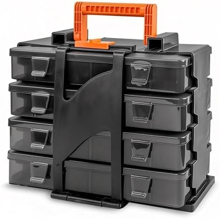 ZKH Small Parts Organizer Box, Clear Tackle Box Organizer with 4x12 Compartments, Removable Dividers, Stackable Bead Organizer Box, Ideal Craft Organizers and Storage for Beads,Screws,Fishhooks,Parts