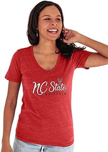 Blue 84 Women's North Carolina State Wolfpack Premium V-neck Tri Blend T Shirt, North Carolina State Wolfpack Red, X-Large