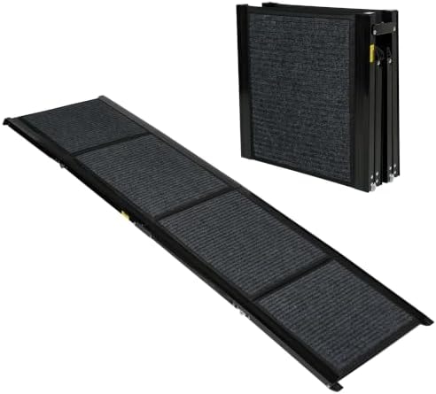 Ashfield & Harkness: Felt Dog Ramp - 71 x20, Black, Foldable & Portable, Metal Frame, Non-Slip, Stairs Alternative for Car-SUV-Truck, Pets 250lbs Cap