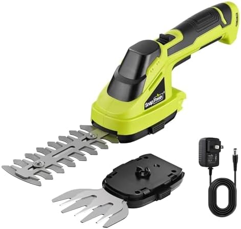 SnapFresh Cordless Grass Shear Bush Trimmer, 2 in 1 Handheld Hedge Trimmer, 7.2V Electric Grass Trimmers, Lightweight Shrubbery Trimmers Battery & Charger Included, Shrub Trimmer for Garden(Green)