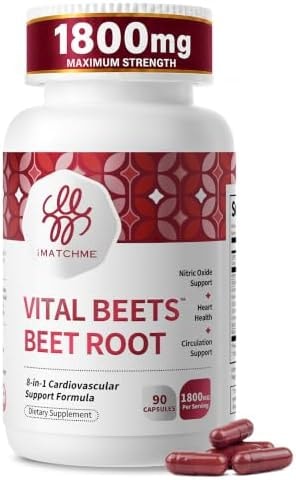 Vital Beets - 1800mg Beet Root Capsules, Blood Pressure Support, 90 Count