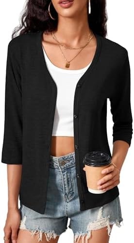 Witsmile 3/4 Sleeve Cardigan Sweaters for Women Lightweight Cute Shrug