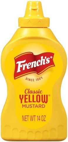 French’s Yellow Mustard, Classic, Stone-Ground #1 Grade Mustard Seeds, Product of the USA, Gluten Free, No Artificial Flavors, For Burgers, Brats, and Hot Dogs, 14 oz