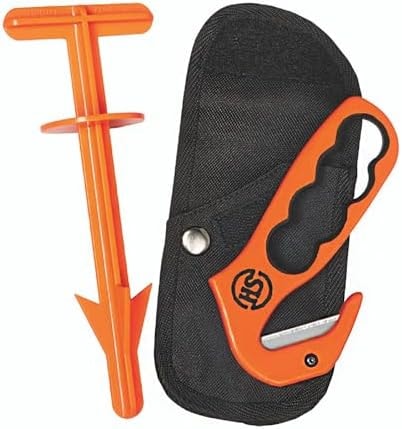 Hunters Specialties Butt Hook Combo Field Dressing Accessories - 5.7-inch Blaze-Orange Gut Hook & Butt Out 2 in Black Pouch