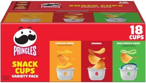 Pringles Potato Crisps Chips, Lunch Snacks, Snack Cups, Variety Pack, 12.9oz Box (18 Cups)
