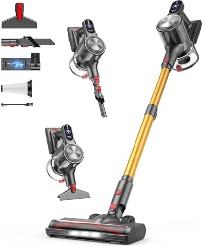 Natrogix Cordless Vacuum Cleaner, Stick Vacuum Cordless Lightweight, 45Mins Runtime, 3 Suction Modes, Smart Display, Wall-Mounted Charging, Vacuum Cleaners for Home Pet Hair, Carpet, Hardwood Floor