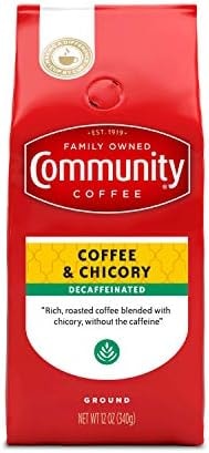 Community Coffee Decaf Coffee and Chicory 12 Ounce, Medium Dark Roast Ground Coffee, 12 Ounce Bag (Pack of 1)