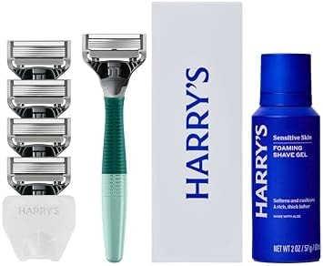 Harry's Original Shaving Kit for Men - Razor Handle, 5 Refills, Shave Gel