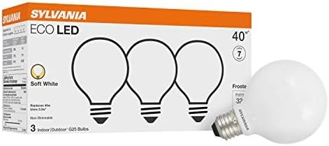Sylvania ECO LED Light Bulb, G25 Globe, 40W Equivalent, Efficient 3.5W, 7 Year, 325 Lumens, Frosted, 2700K, Soft White - 3 Pack (40880)
