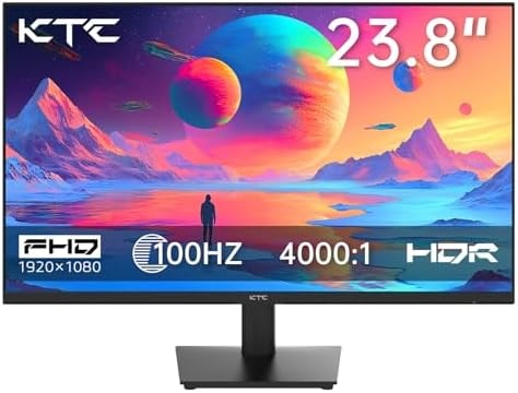 KTC 24 Inch Monitor 100Hz, FHD 1080P Computer Monitor with Frameless Design, 4000:1, 103% sRGB, HDMI VGA Port, Low Blue Light, Tiltable PC Monitors for Home Office, VESA Mount H24V27