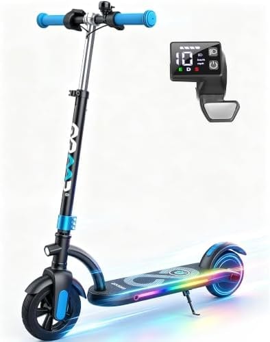 Gyroor H40 Kids Electric Scooter 180W 10MPH LED Lights Ages 6-12 Blue