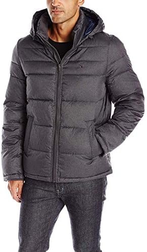 Tommy Hilfiger Men's Classic Hooded Puffer Jacket (Standard and Big & Tall), heather charcoal, 3X Big