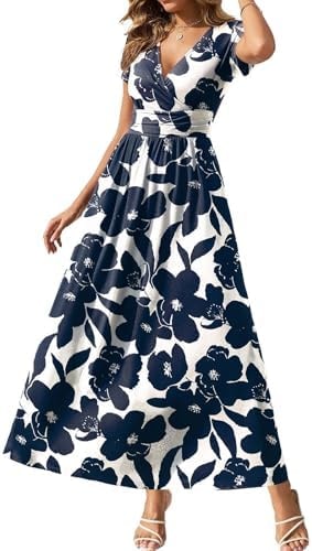 Gracyoga Women's Dresses 2026 Short Sleeve Wrap Maxi Dress with Pockets