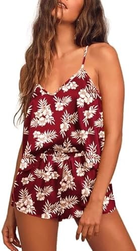 Ekouaer Silk Pajamas for Women Satin Cami V Neck Camisole Shorts Pjs Set