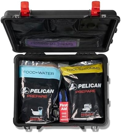Pelican Prepare 2 Person Kit - Pelican 1560 Case with Redfora 72-Hour Kits for 2 People - Emergency Food Supply and preparedness kit (Black/Red)