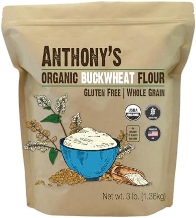 Anthony's Organic Buckwheat Flour, 3 lb, Grown in the USA, Gluten Free, Vegan
